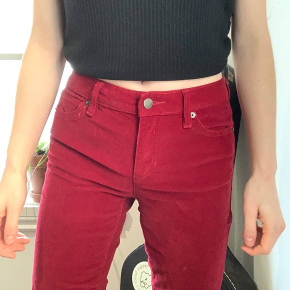 Women’s Slim Corduroy Pants in Red - Picture 3 of 4